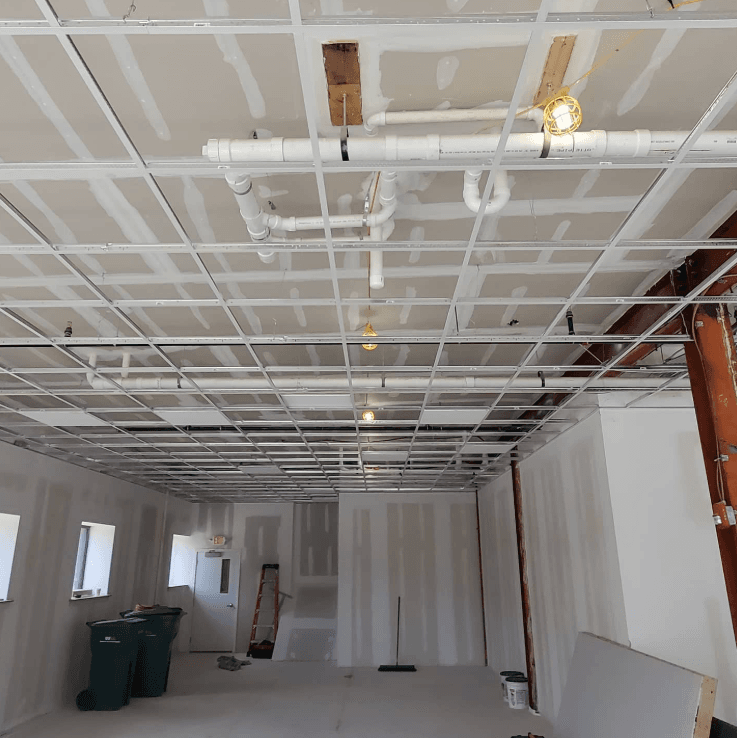 Commercial drop ceiling and drywall