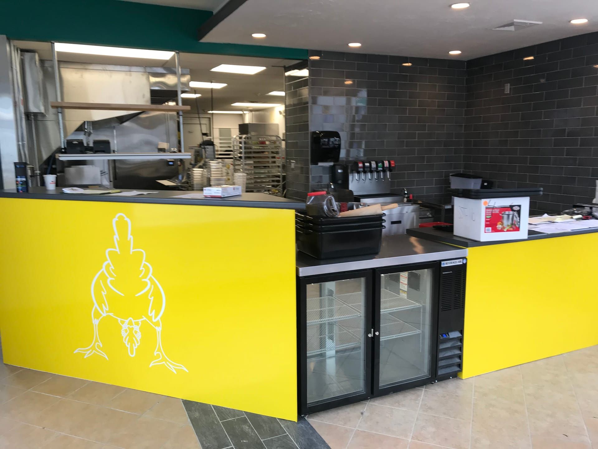 Commercial interior — counter and kitchen