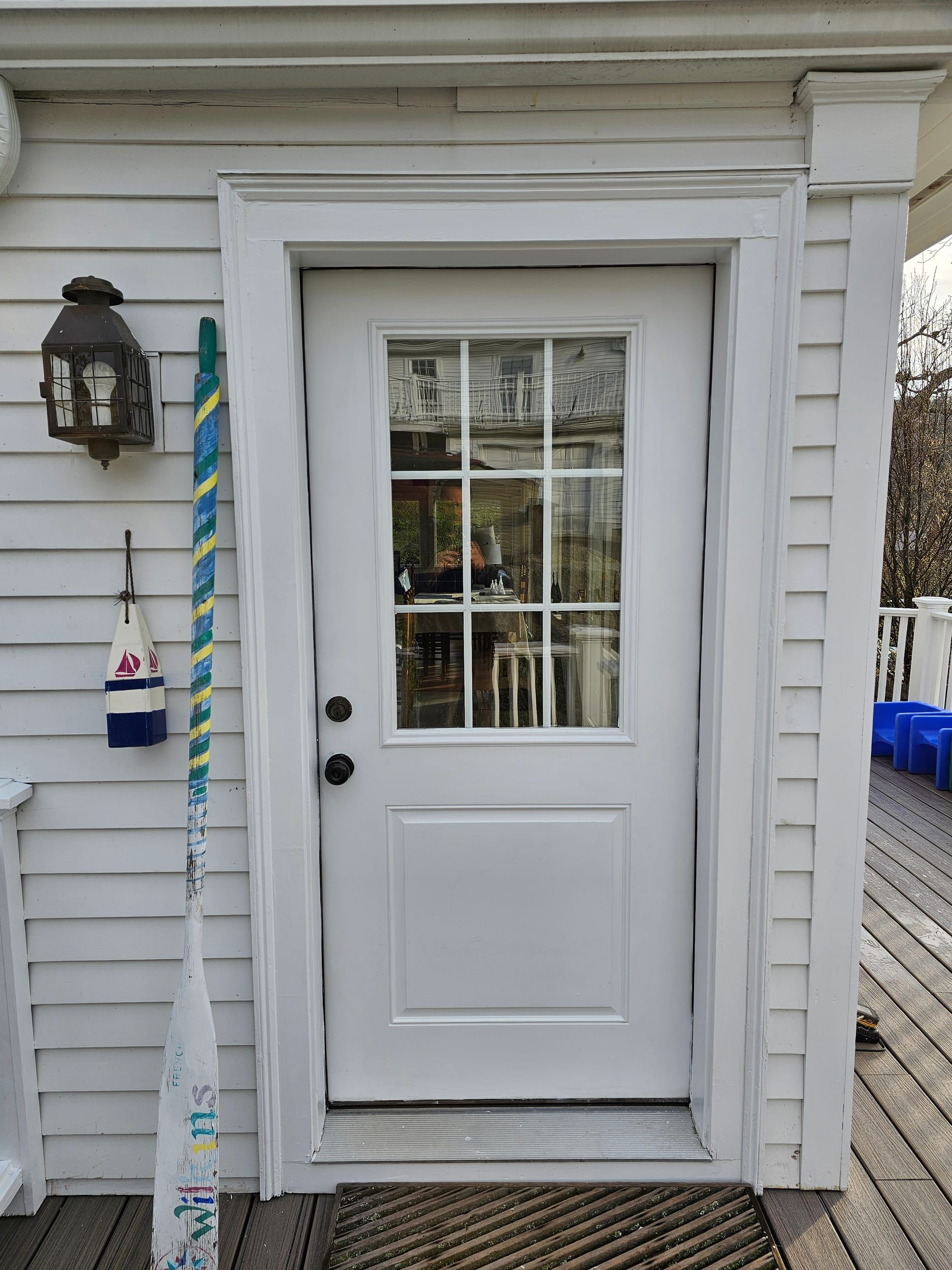Front door with custom trim