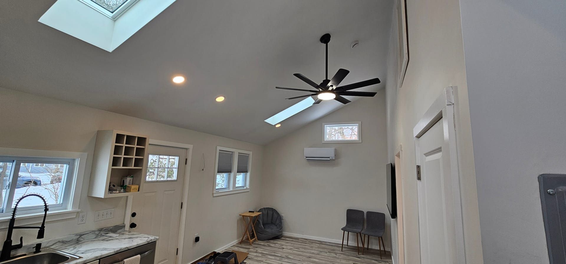 ADU living area with skylight