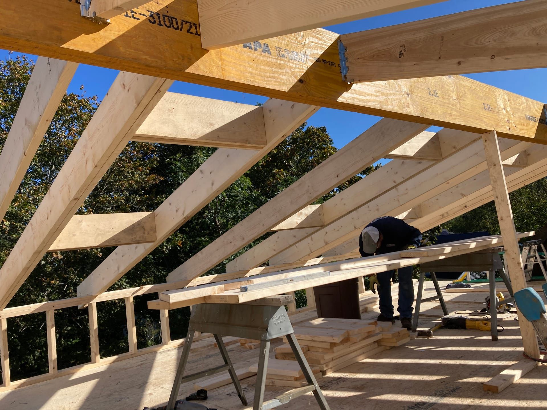 Roof beam framing — new construction